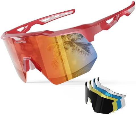 HAAYOT Polarized Sports Sunglasses for Men Women Youth Baseball Cycling Running Softball Biking Glasses 5 Lenses