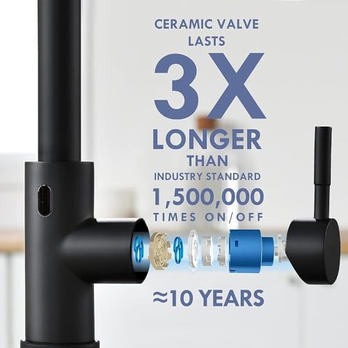 GIMILI Matte Black Touchless Kitchen Faucet Motion Sensor Activated Smart Hands Free Kitchen Faucets with Pull Down Sprayer Single Handle Spring Kitchen Sink Faucet