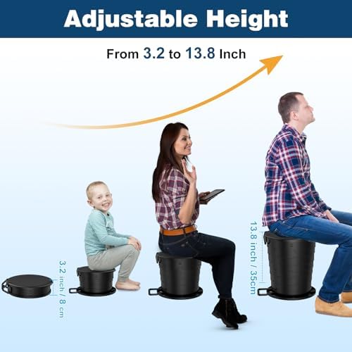Portable Toilet for Adults, Retractable Porta Potty for Camping with Toilet Paper Holder and Lid, Foldable Toilet Adjustable Height for Camping, Hiking, Fishing, RV Travel, Road Trips