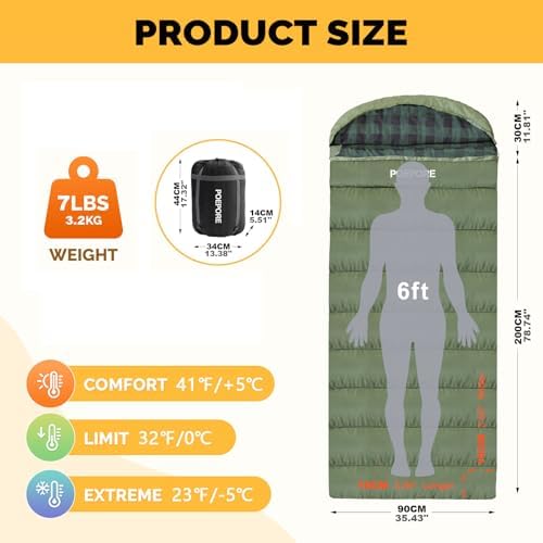 Flannel Sleeping Bag 0 Degree Cold Weather for Adults XXL Sleeping Bag 4 Season Big and Tall with Compression Sack