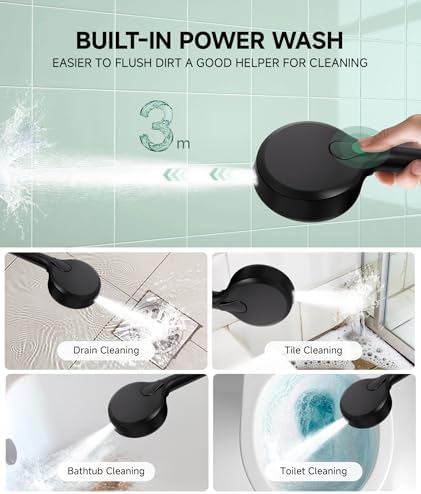 SunCleanse Filtered Shower Head with Handheld, 9-Spray Setting Detachable Showerhead with Filters, Shower Head for Hard Water - Filtered Chlorine, Improve Skin and Hair Texture, Black