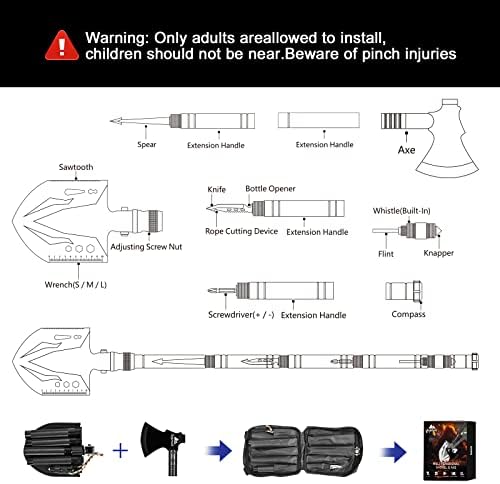 Survival Shovel High Carbon Steel Tactical Shovel Axe Folding Entrenching Tool Camping Hiking Shovel Carrying Pouch Car Emergency Survival Gear