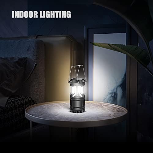 EXTRASTAR 4 Pcs LED Camping Lantern, Battery Powered Compact LED Lanterns, Suitable Survival Kits for Hurricane, Waterproof Portable Emergency Light for Storm, Outages, Black