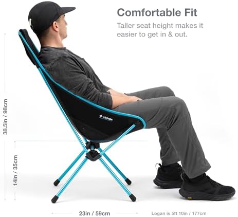 Helinox Sunset Chair Lightweight, High-Back, Compact, Collapsible Camping Chair, Mint Multiblock