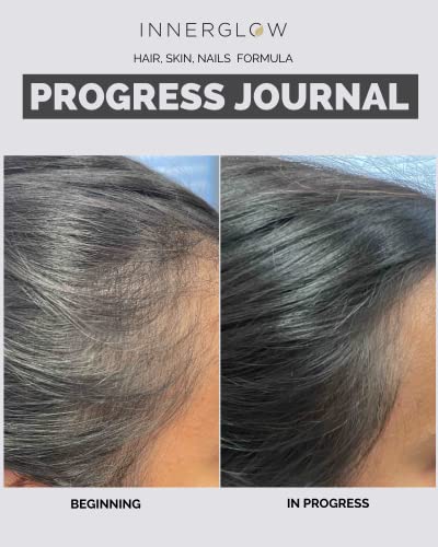 Inner Glow Advanced Hair, Skin & Nails Formula - Dermatologist and Plastic Surgeon Developed, clinically Tested for visibly Stronger and Thicker Hair in 12 Weeks