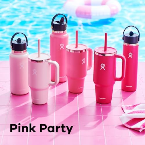 HYDRO FLASK Wide Mouth vacuum insulated stainless steel water bottle with leakproof closeable straw lid for cold water drinks, sports, travel, car and school