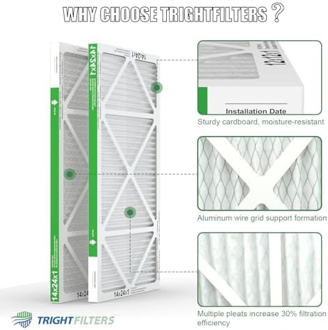14x24x1 Air Filter 4 Pack, MERV 8 Pleated Dust Defense Air Filters Replacement Air Conditioner HVAC AC Furnace Filter, Durable and Lightweight