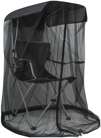 63" H Mosquito Net Cover for Canopy Chair, Bug Barrier Mosquitos Mesh Tent Black Chair Mosquito Netting with Zipper Opening 35"X32" Waterproof Roof for Fishing Camping Chairs Outdoors, Excluding Chair