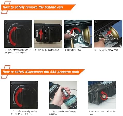 Dual Fuel Camp Stove with Windblocker, Propane or Butane Stove10000 BTU With Propane Adapter Hose and Carrying Case Propane Stove for Camping,Gas Portable Stove for Huting, Hikingļ¼Fuel not includedļ¼