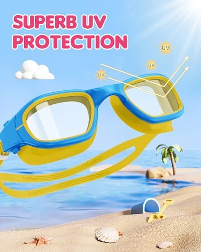 Kids Swim Goggles,Swimming Goggles for Kids 6-14, Anti-Fog UV Protection Pool Glasses for Boys Girls