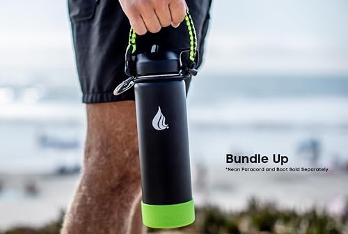 HYDRO CELL Stainless Steel Insulated Water Bottle with Straw - For Cold & Hot Drinks - Metal Vacuum Flask with Screw Cap and Modern Leakproof Sport Thermos for Adults (Black 24oz)