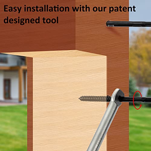 Steel DN Mate 100 Pack Black T316 Stainless Steel Left&Right Handed Thread Swage Lag Screws for Wood Post of 1/8" Black Cable Railing Kit, Deck/Stair Railing DIY Baluster Kit, Wrench Included