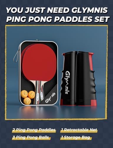 Ping Pong Paddles Set Table Tennis Rackets with Balls, Storage Case for Indoor Outdoor Table Tennis Paddle Game Accessories