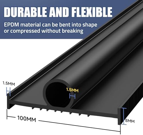Jin&Bao Garage Door Bottom Weather Stripping Rubber Seal with T-Ends 5/16" - Protect Your Garage from Weather, Insects, and Dust with Premium Garage Door Draft Stopper(20FT, Black)