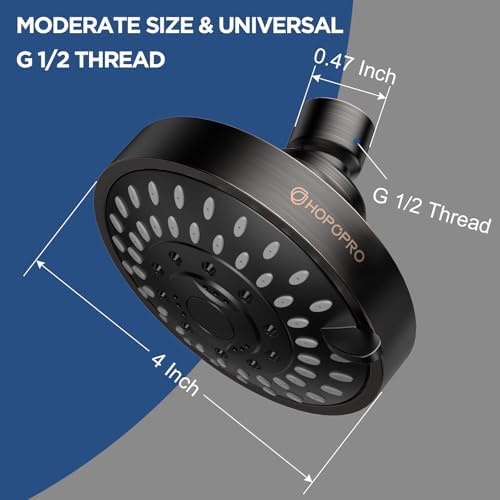 HOPOPRO 5-Mode High Pressure Shower Head - The Washington Post, NBC News, Today TV Show Recommended - High Flow Fixed Showerheads (4 Inch Oil Rubbed Bronze)