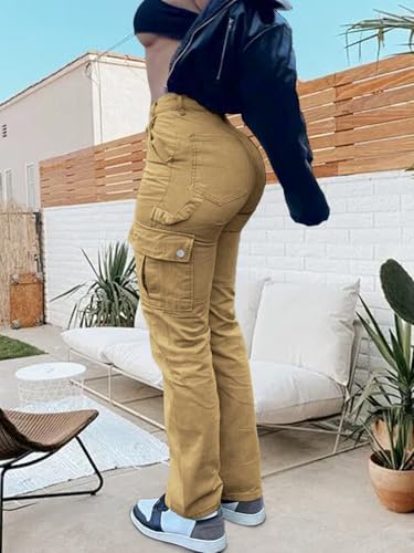 Cargo Pants for Women High Waisted Casual Pants Work Pants Baggy Stretchy Straight Leg Pants