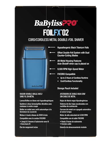 FoilFX Cord/Cordless Metal Double Foil Shaver (Blue)