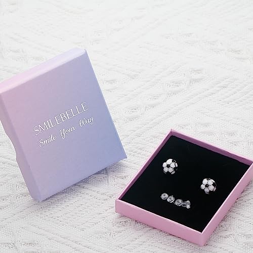 SmileBelle Sterling Silver Sports Earrings, Hypoallergenic Volleyball Earrings, Soccer, Basketball Jewelry Baseball Golf Stud for Women Mom as Sports Fan Senior Night Gift Teen Stuff Accessories