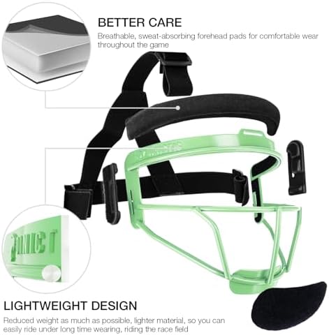 Dinictis Softball Face Mask, Lightweight, Comfortable, with Wide Field Vision, Durable and Safe Face Guards, Premium Protective Softball Fielder's Mask