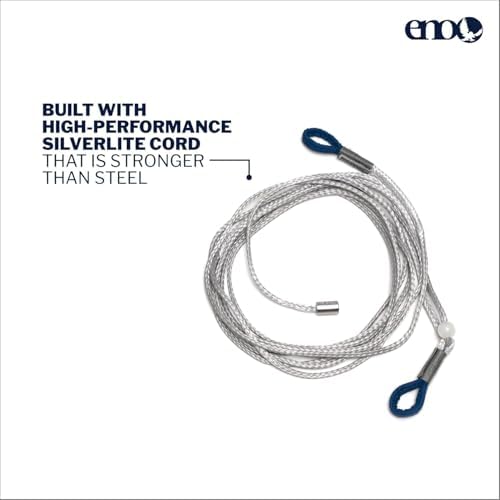 ENO Microtune Structural Ridgeline - Camping Hammock Travel Essentials - Hammock Cord for Preset Lay - Compatible with 1 to 2 Person Portable Hammocks - Sapphire/Grey