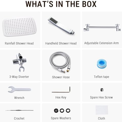 G-Promise All Metal 14 Inch Dual Shower Head with Handheld Combo, Rain Shower Head, Adjustable Extension Arm, Smooth 3-Way Diverter, 71 Inch Extra Long Hose - A Bathroom Upgrade (Chrome)