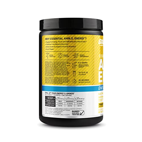 Optimum Nutrition Amino Energy Powder Plus Hydration, with BCAA, Electrolytes, and Caffeine, Pineapple Twist, 30 Servings (Packaging May Vary)