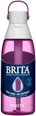 Brita Hard-Sided Plastic Premium Filtering Water Bottle, BPA-Free, Reusable, Replaces 300 Plastic Water Bottles, Filter Lasts 2 Months or 40 Gallons, Includes 1 Filter, Orchid - 36 oz.