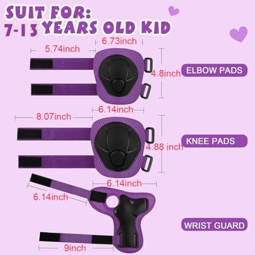 Kids Protective Gear Set Knee Pads for Kids 3-14 Years Toddler Knee and Elbow Pads with Wrist Guards 3 in 1 for Skating Cycling Bike Rollerblading Scooter
