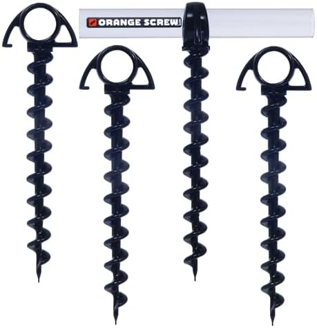 Ultimate Ground Anchors: Heavy Duty Screw-in Tent Stakes for High Wind, Sand, Canopies, and Camping - Made in USA, 100% Recycled, Included T-Grip Tool - (Small, 4 Pack)
