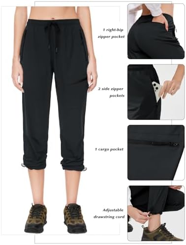 SEVEGO Womens Hiking Pants Tall Inseam 30"/32"/34"/36" Athletic Cargo Pants Lightweight 4 Zipper Pockets Water Resistant