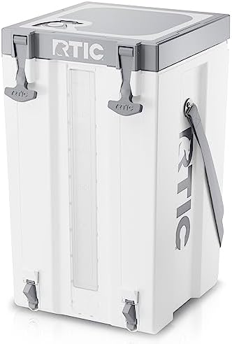 RTIC Halftime Water Cooler Portable Carrier Container, Drink Beverage Dispenser, Stackable with 2 Taps, Bottleless, BPA-Free, for Sports, Camping, BBQ, Parties, Picnic, & More, White