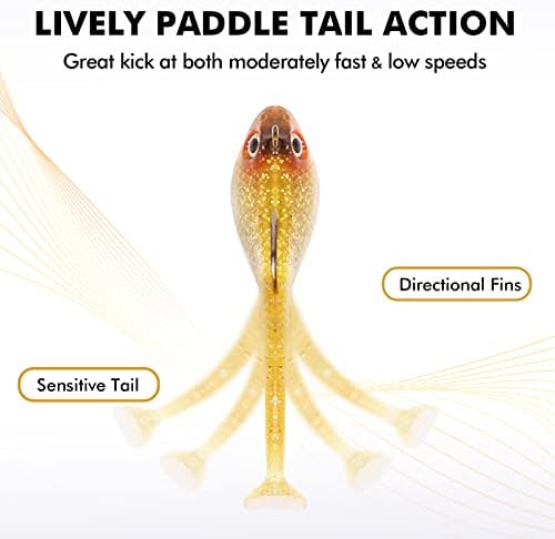 TRUSCEND Pre-Rigged Soft Fishing Lures, Well-Made Easy Catching Lures for Family Fishing, Great Action Swimbaits with Spinner, All-Conditions Fishing Gear for Bass Trout Walleye, Crappie Fishing Jigs