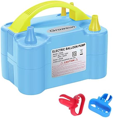 Growsun Electric Balloon Pump Air Inflator Portable Automatic Dual Nozzle Balloon Blower 110V 600W for Birthday Baby Shower Balloons Party Decorations