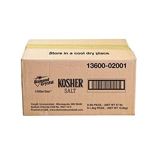 Diamond Crystal Kosher Salt – Full Flavor, No Additives and Less Sodium - Pure and Natural Since 1886-3 LB (Full Case of 9)