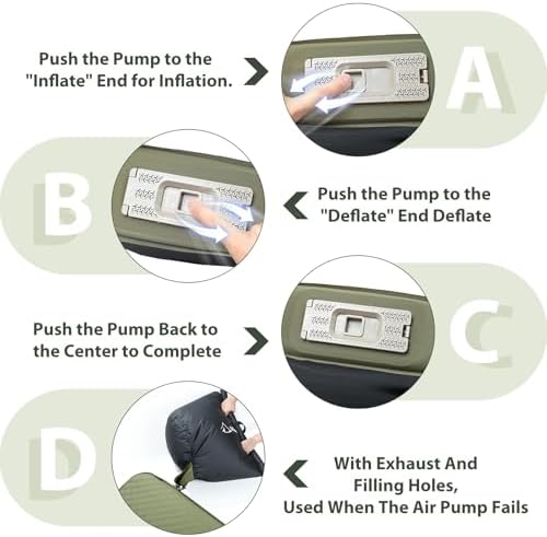 Self Inflating Camping Sleeping Pad, 4" Memory Foam Camping Pad Self Inflating Camping Mattress Sleeping Pad Camping Mat for Camping(Green)