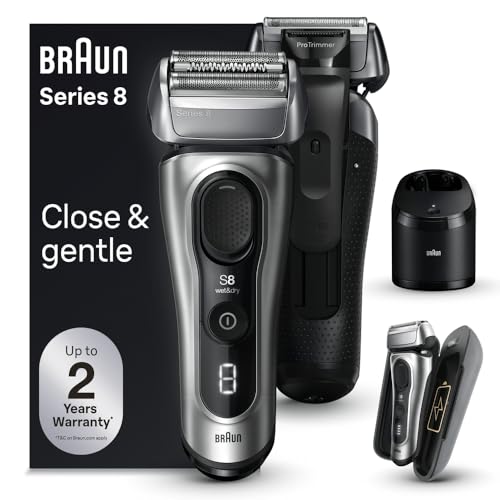 Braun Series 8 Electric Shaver, Shaving Kit with 4+1 Shaving Elements, Precision Long Hair Trimmer, SmartCare Center, PowerCase