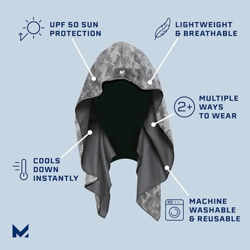 MISSION Cooling Hoodie Towel- Hood Towel, Evaporative Cool Technology, Cools Instantly When Wet, UPF 50 Sun Protection, Contours Your Head to Stay in Place, Great for Sports, Fitness, Gym