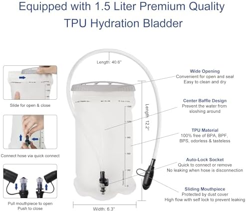 N NEVO RHINO Running Vest,Hydration Vest 5.5L with 1.5L Water Bladder,Lightweight Hydration Pack Water Backpack for Hiking Race