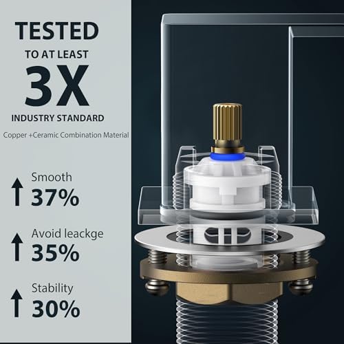 FORIOUS Brushed Gold Bathroom Sink Faucets 3 Hole Widespread, 2 Handles Bathroom Faucet with Pop-up Drain and Flexible Hot and Cold Water Hoses, Suitable for Vanity RV Restroom