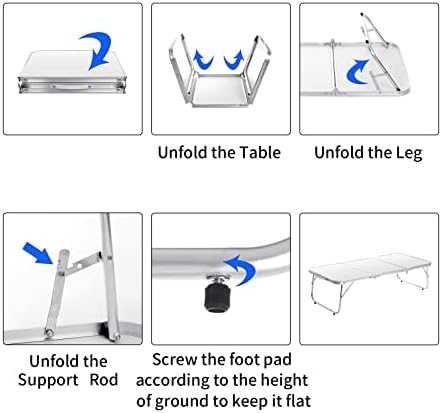 Small Camping Table 3FT Folding Picnic Table Foldable Low Camp Table Portable Short Aluminum Outdoor Floor Short Beach BBQ White 35.2×15.7 inch