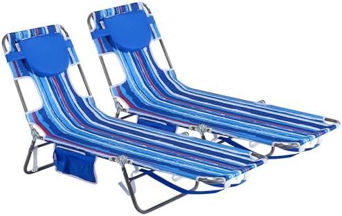 SunnyFeel Beach Lounge Chair, Backpack Reclining Beach Chairs Lay Flat, Face Down Tanning Chair, Folding Camping Chairs Portable Camp Cot with Backpack Straps for Outdoor/Picnic/Lawn