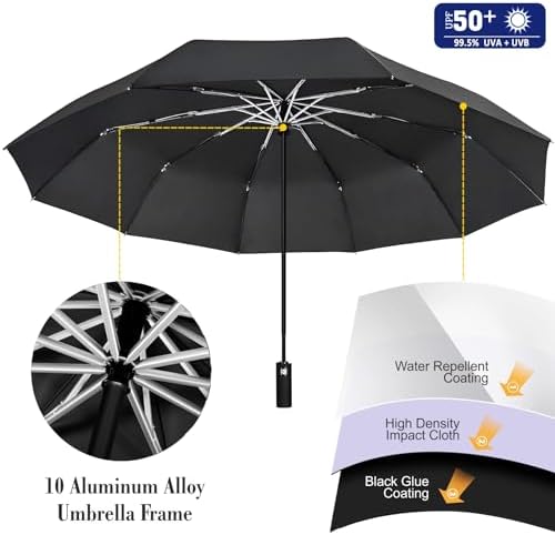 UPF 50+ Beach Umbrella with Adjustable Universal Clamp