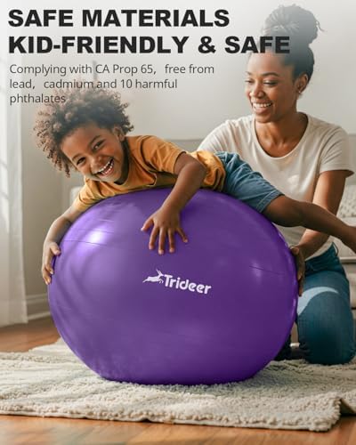 Trideer Extra Thick Yoga Ball Exercise Ball, 5 Sizes Gym Ball, Heavy Duty Ball Chair for Balance, Stability, Pregnancy, Quick Pump Included