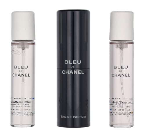 CHANEL Bleu De Eau De Parfum Travel Spray for Men 3 X 0.7 Oz, 2.1 Fl Oz, 3 pc set (purse spray)