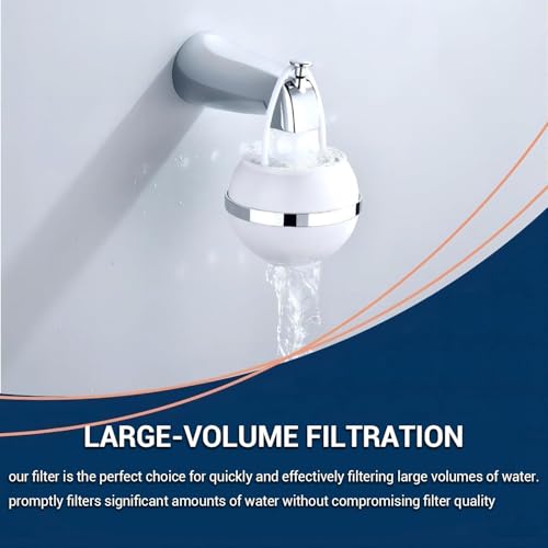 Bath Bathtub Shower Water Filter for Tub Faucet - Hard Water Softener - Remove Contaminants,Chlorine and Fluoride - Improves Skin, Hair and Nails Condition, White, BTBF-051