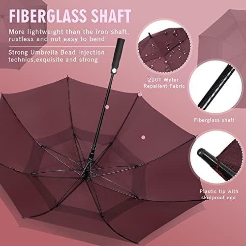ZOMAKE Automatic Open Extra Large Golf Umbrella 51/54/62/68 Inch, Double Canopy Vented Windproof Oversize Stick Umbrellas for Rain