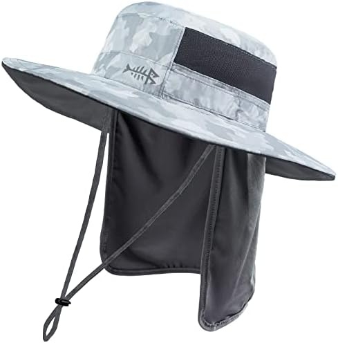 BASSDASH UPF 50+ Sun Fishing Hat Water Resistant with Detachable Neck Flap
