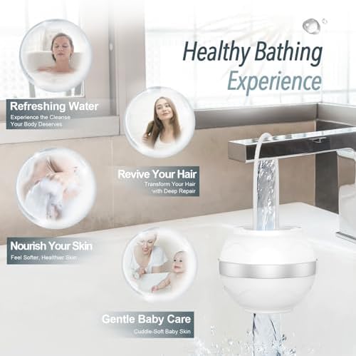 Bath Filter for Tub Faucet - 10 Stages Bath Water Filter 2,500 Gallons, Removes Contaminants & pH Balancer, Improved Skin, Hair, and Nail Condition - BPA-Free & Easy Install (White)