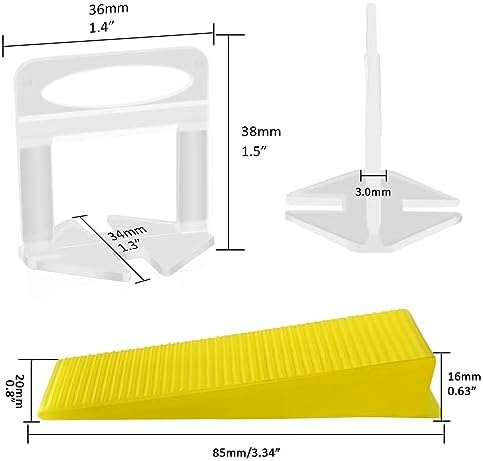 DGSL Tile Leveling System with Plier - 1200-Piece Spacers Clips and 300-Piece Reusable Wedges Tools Set for Stone Installation 1/8 Inch