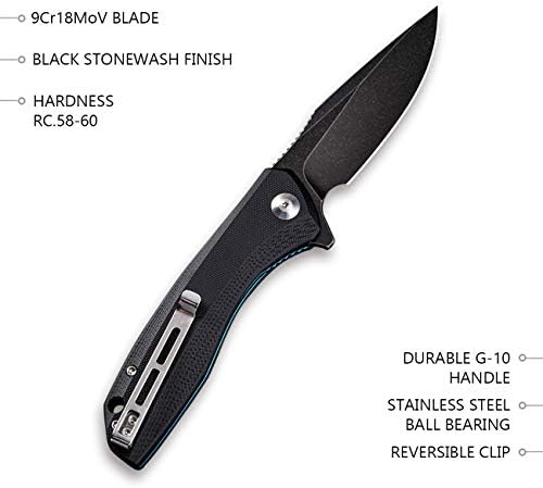 CIVIVI Folding Pocket Knife Baklash C801H (Double Black)
